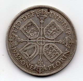1932 Great Britain (uk) Silver Florin Key Date Coin photo