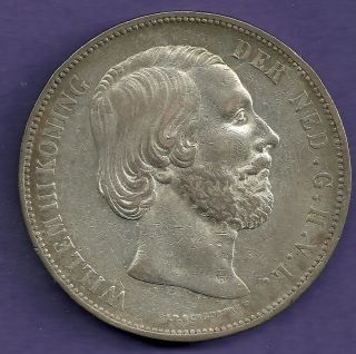 Netherlands 1873 Willem Iii Silver 2 - 1/2 Gulden Very Scarce photo