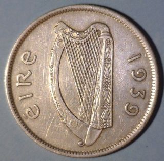 Ireland 1/2 Crown 1939 Extremely Fine Silver Coin - Horse photo