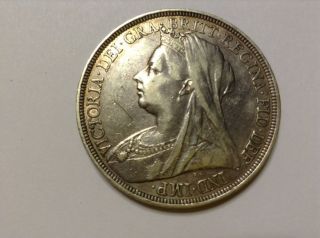 1897 Silver Coin Victoria Old Head Crown Km 783 Great Britain photo