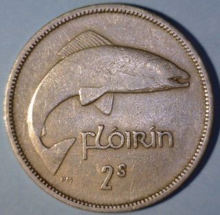 Ireland 1 Florin 1954 Very Fine,  Coin - Salmon photo