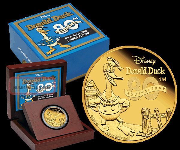 Donald Duck 80th Anniversary - Gold Limited Proof Coin 2014 Niue Disney Australia & Oceania photo