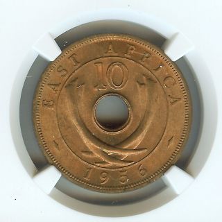 East Africa 1956 10 Cents Ngc Ms65 Red - Brown photo