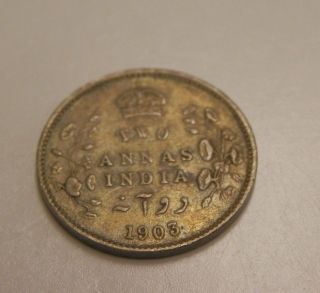 1903 Silver 2 Annas India Coin Km 505 photo