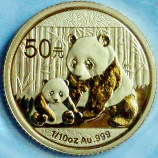 2012 1/10 Troy Oz Chinese Panda Bullion Coin.  999 Gold Bu - 50 Yuan - photo