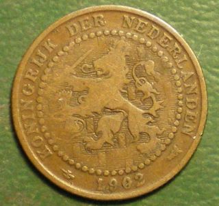 Netherland - Holland 1902 Pre World War 1 - - 1 Cent Brass Good Grade Coin 1127 photo