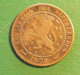 Netherlands - Holland Decent 1878 Fine Grade 1 Brass Cent 0317 photo