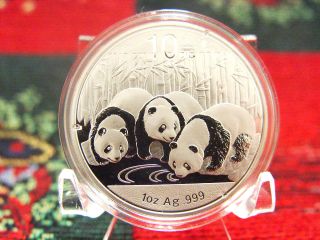 2013 1 Oz Chinese Silver Panda Coin.  999 Fine Silver In Capsule photo