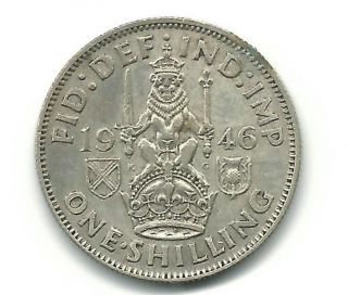 Great Britain Uk 1946 One Shilling Silver Coin Km 854 photo