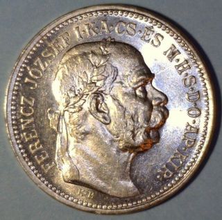 Hungary 1 Korona 1915 - K.  B.  Brilliant Uncirculated Silver Coin - Franz Josef I photo