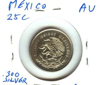 1952,  Mexico 25 C.  300 Silver Centavos,  Au photo
