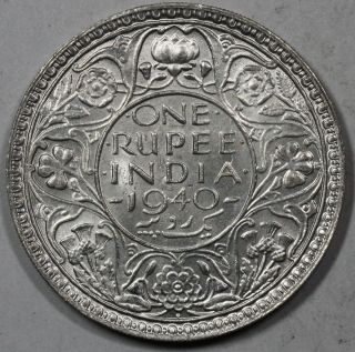 1940 India Bu Large Silver Rupee British Empire Coin (george Vi Emperor) photo