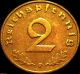Germany - German 3rd Reich - German 1938f 2 Reichspfennig Coin Wwii - Rare Coin Germany photo 1