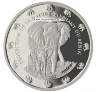 Benin 2015 Protection De La Nature Elephant 1 Oz Silver photo