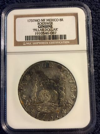 1737 Mo Mf Mexico Pillar Dollar - 8 Reales Rooswijk Shipwreck Ngc Coin photo