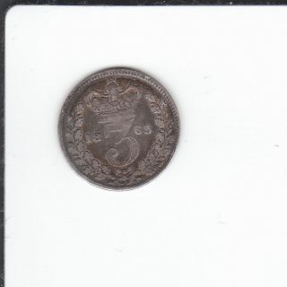1863 Great Britain Queen Victoria Silver Threepence - Rare photo