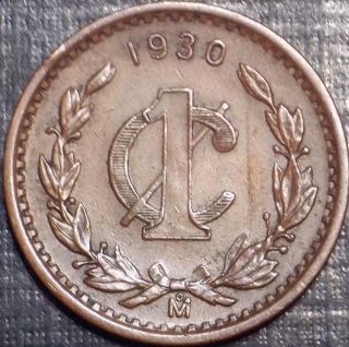 Rare 1930 - M Un Centavo Small Cent Full Details,  Low Lqqk photo