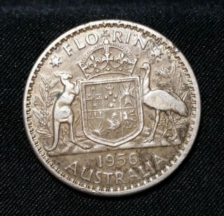 1956 Australia 1 Florin Silver Coin photo
