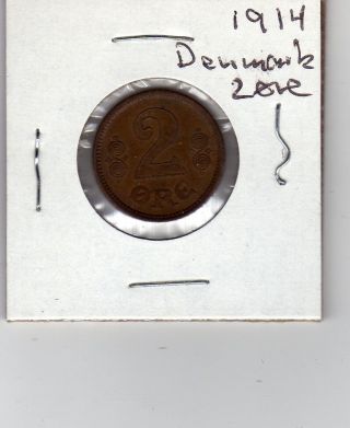 Denmark 2 Ore 1914 Bronze Au photo
