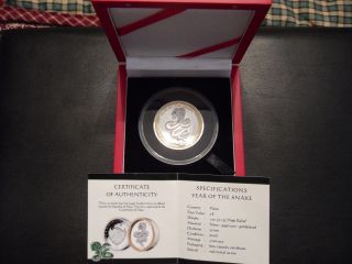 2013 Palau Year Of The Snake $5 Dollar High Relief Silver Round photo