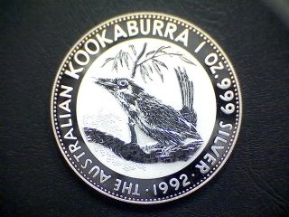 1992 Australian Kookaburra Dollar - 1 Troy Ounce Silver photo