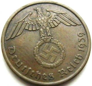 Ww2 German 1939 - A 2rp Reichspfennig 3rd Reich Copper Nazi Coin photo