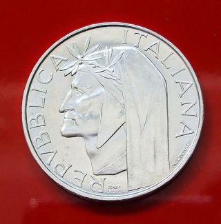 500 Lire Italy 1965 R 83.  5 Silver Dante Coin Km 100 Coin photo
