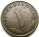 Ww2 German 1937 - A 1rp Reichspfennig 3rd Reich Copper Nazi Coin Germany photo 1