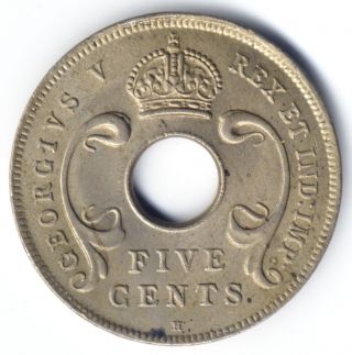 East Africa (kenya,  Uganda,  Tanzania) : George V 5 Cents 1920h (1/20th Florin) Bu photo