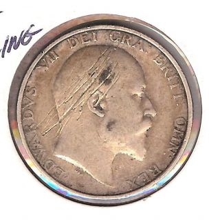 1905 One Shilling Great Britain United Kingdom Silver Scarce Date photo