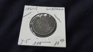 1861 - R Guatemala 2 Dos Reals Reales Circulated Silver Coin Dark Patina photo