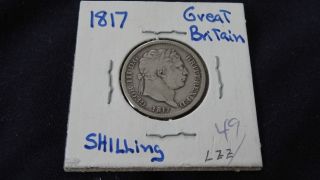 1817 England Great Britain 1 Shilling Circulated Silver Coin photo