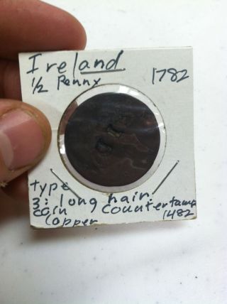 1782 Irish Half Penny King George Iii Great Britain Ireland Coin photo