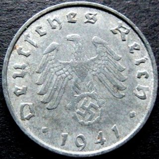 Ww2 German 1941 - B 10rp Reichspfennig 3rd Reich Zinc Nazi Coin photo