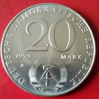 East Germany - Ddr - German 1973a 20 Mark Coin - Otto Grotewohl photo