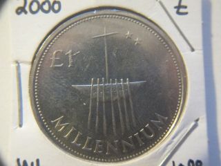 2000 Ireland 1 Punt/pound Millennium Round Boat Coin Gem Look photo