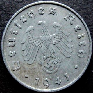 Ww2 German 1941 - A 10rp Reichspfennig 3rd Reich Zinc Nazi Coin photo