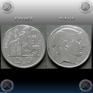 Belgium (belgique) 50 Francs 1951 Silver Coin (km 136.  1) Xf photo