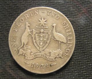 1928 Australia Silver 1 Florin photo