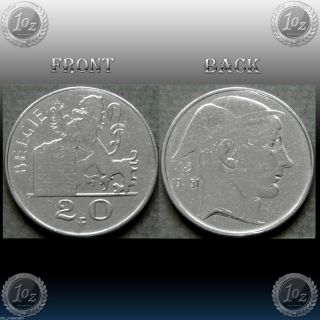 Belgium (belgie) 20 Francs 1951 Silver Coin (km 140.  1) Vf - Xf photo