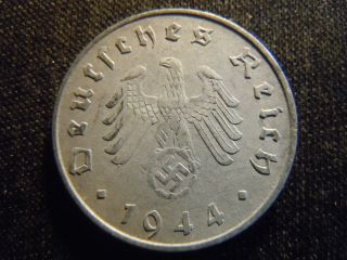 1944 - A - German - Ww2 - 10 - Reichspfennig - Germany - Nazi Coin - Swastika - World - Ab - 2673 - Cent photo