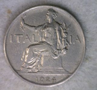 Italy Lira 1924 Xf Italian Coin (stock 0176) photo
