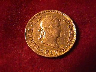 Madrid Spain Gold 1/2 Escudo King Ferdinand Vii,  1817 photo