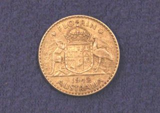 1942 Florin Coin From Australia Silver Coin Item 024 photo