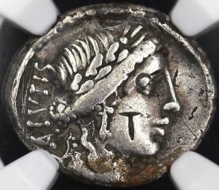 49 B.  C.  Ngc Vf 5/5,  2/5 Ar Denarius Manius Acilius Glabrio Roman Republic photo