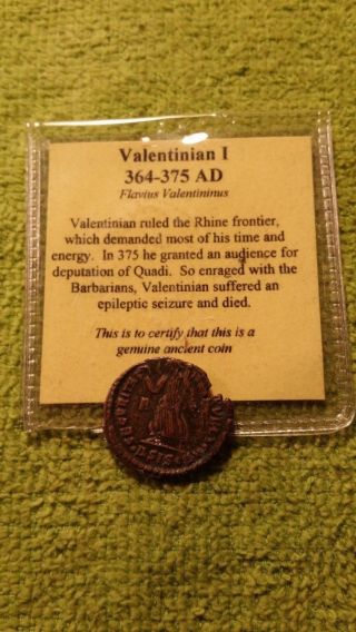 Valentinian I Ancient Roman Coin W/ 364 - 375 Ad Antique photo