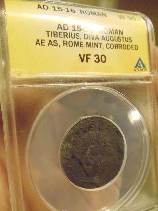 Ad 15 - 16 Roman Tiberius,  Diva Augustus Ae As,  Rome,  Corroded Anacs Vf 30 photo