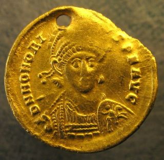 Honorius - 393 - 423 A.  D.  - Ancient Roman Av Gold Solidus photo