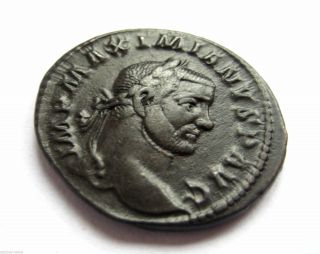 308 A.  D British Found Maximinus Ii Daia Roman Ae Bronze Follis Coin.  Treveri photo