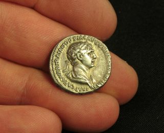 Ancient Roman Coin - Traianus Silver Denarius photo